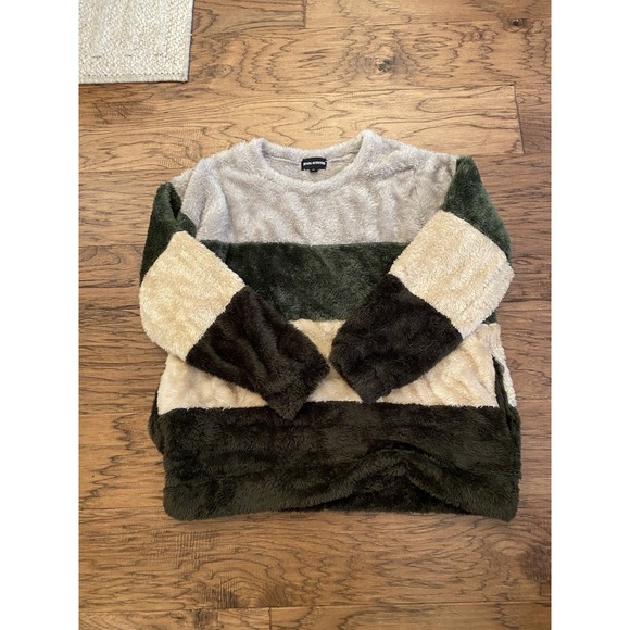 Zenana Outfitters Soft Faux Fur Multicolor Pullover Olive Size 2x - Picture 2 of 5
